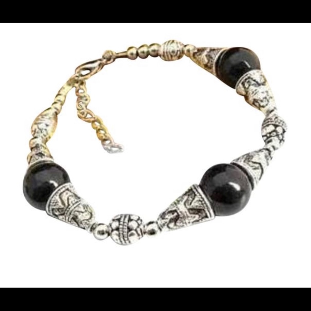New Tibet Silver Black Jade Bracelet.